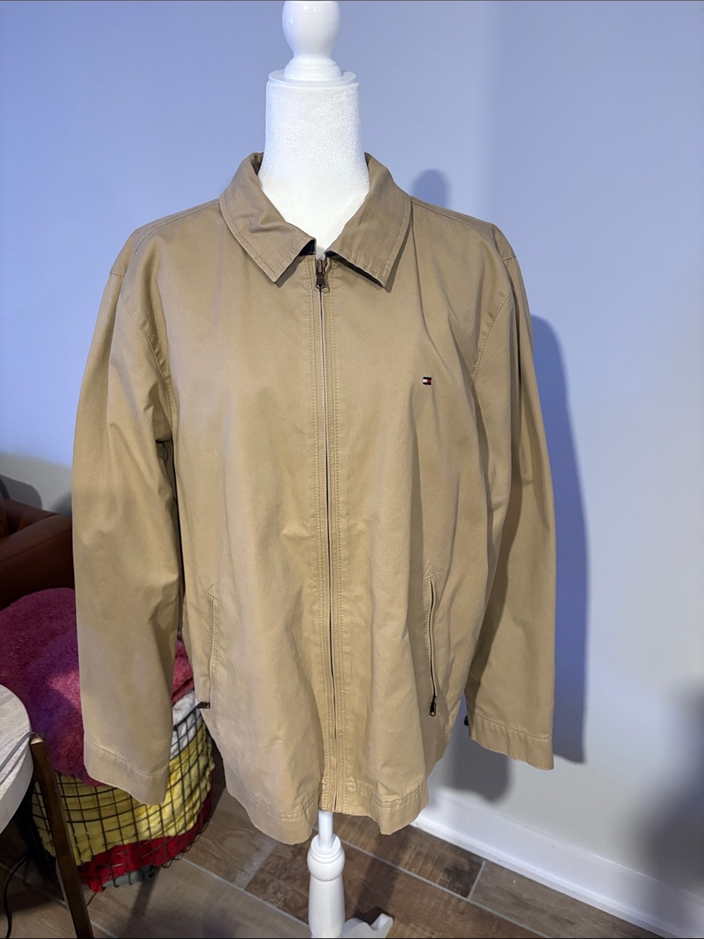 Tommy Hilfiger Men's Khaki Lightweight Zip Shirt Jacket